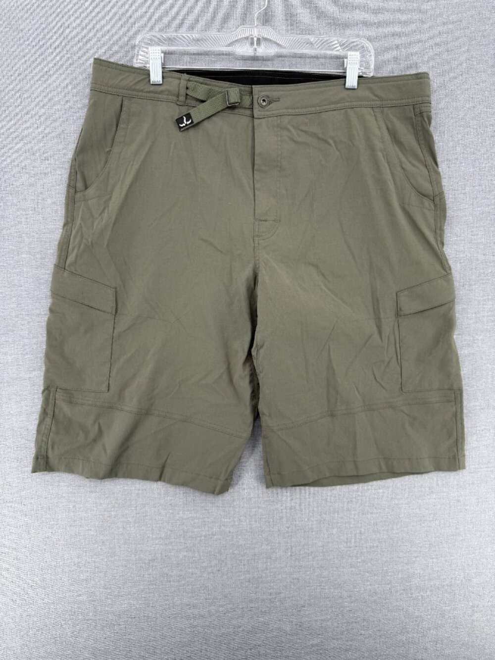 prAna Shorts Mens 2XL 12" Olive Zion Stretch Hiking Belted Outdoors Hiker Hike